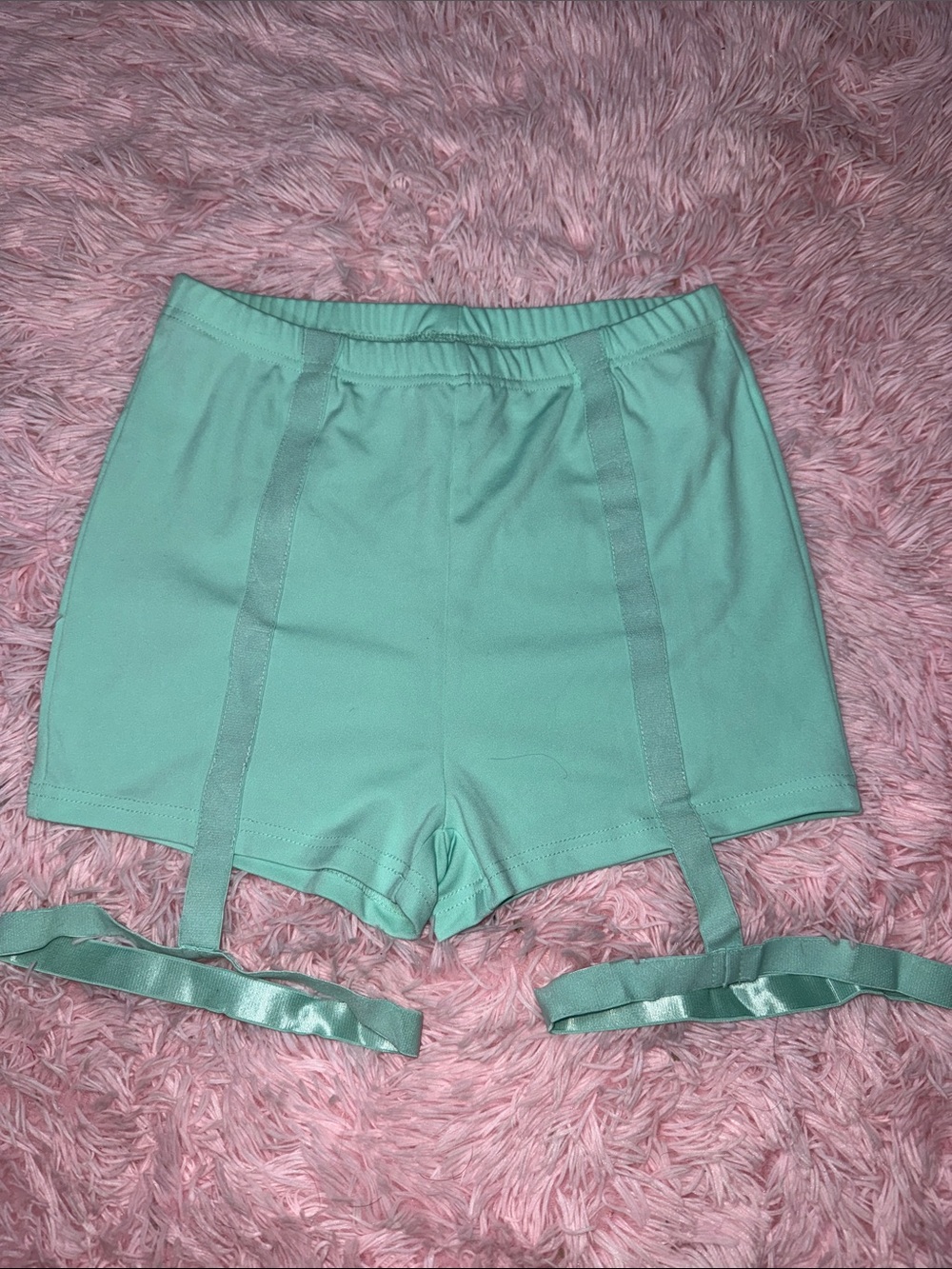 Mint Green Women's High-Waist Shorts with Garters